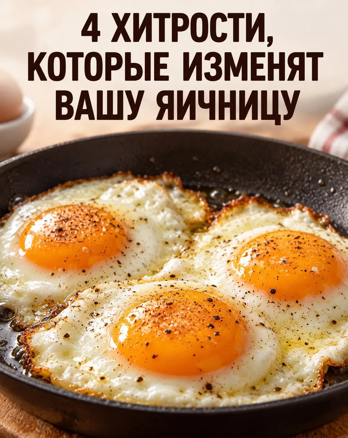 Обычная яичница получится совсем по-другому, если знать несколько маленьких хитростей 🍳