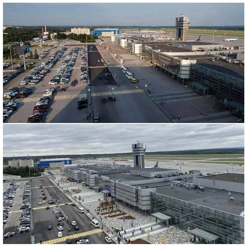 Аэропорт Кольцово показал свою обновленную площадь перед терминалами.