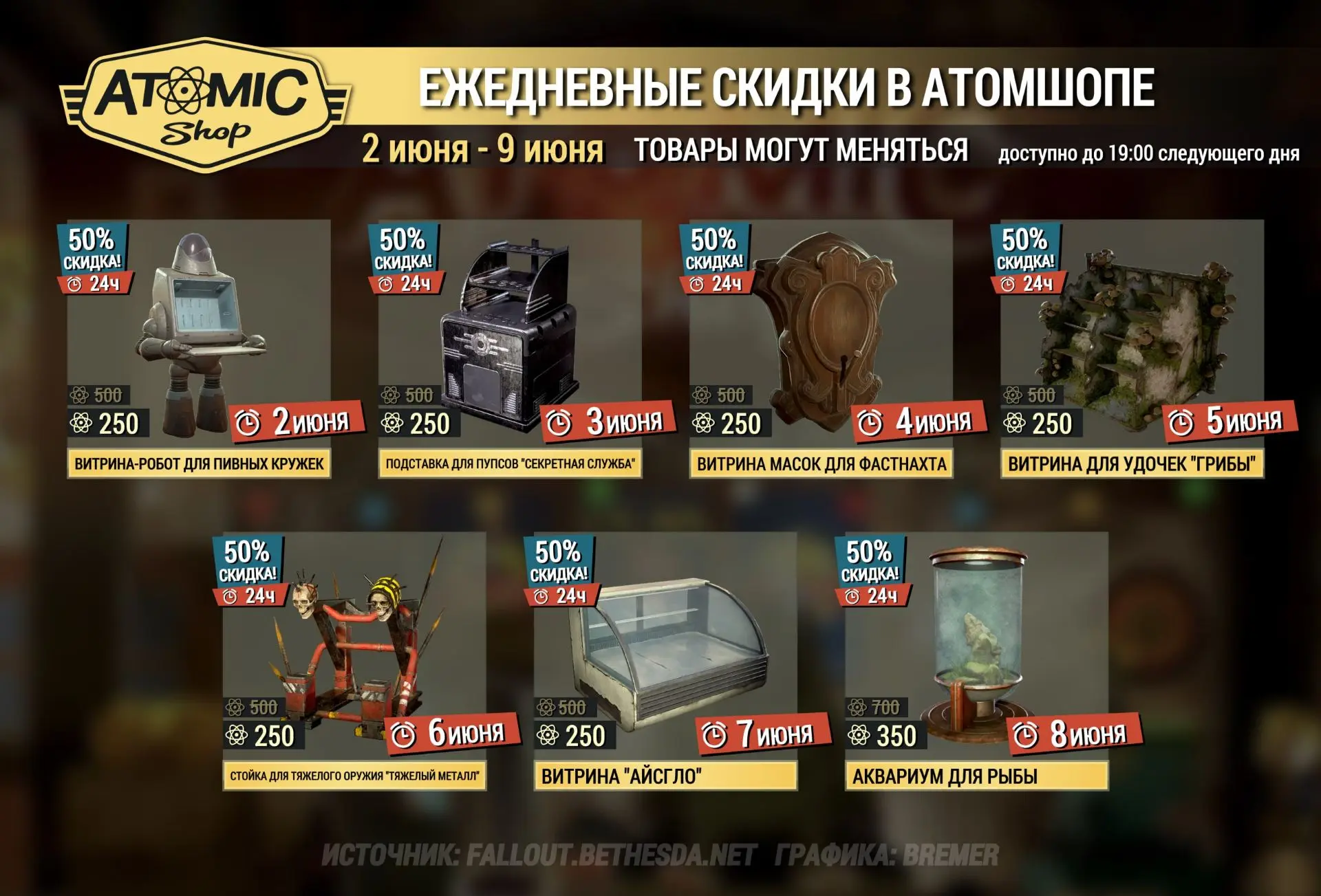 Скидки в «Атомной лавке» игры Fallout 76 ☢️Сразу все до конца июня.
Спасибо Bremer 😇Что планируете 