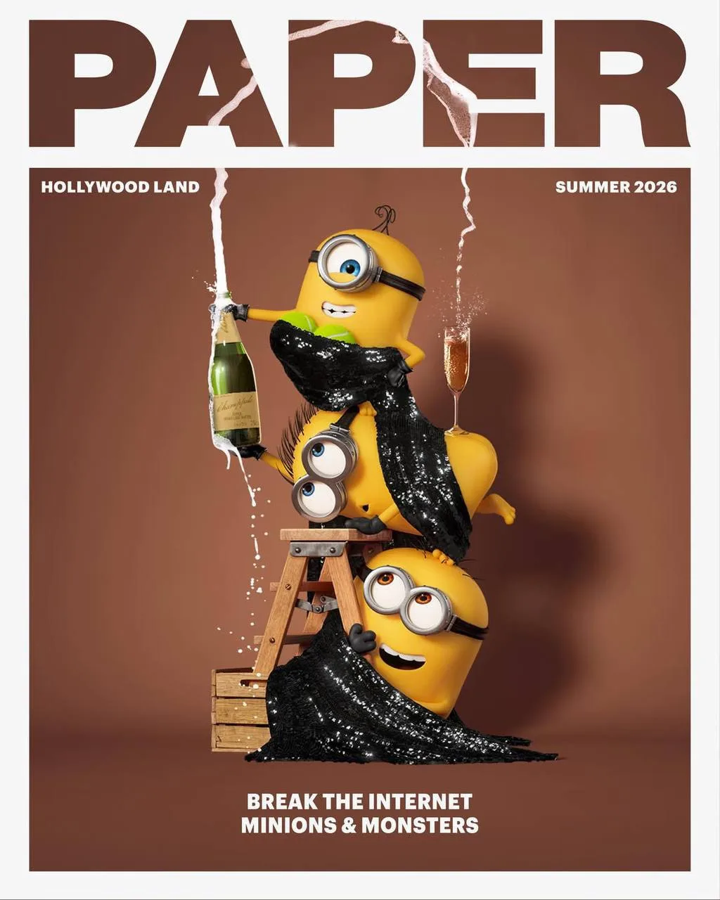 Миньоны на обложке журнала Paper в преддверии выхода мультфильма «Миньоны и монстры»