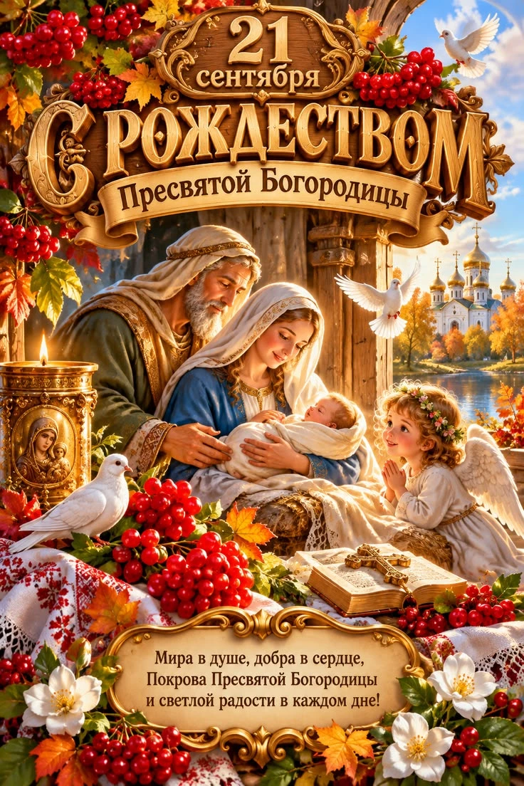 🌹🌹🌹С Рождеством Пресвятой Богородицы! Пусть этот светлый праздник наполнит сердце ти...