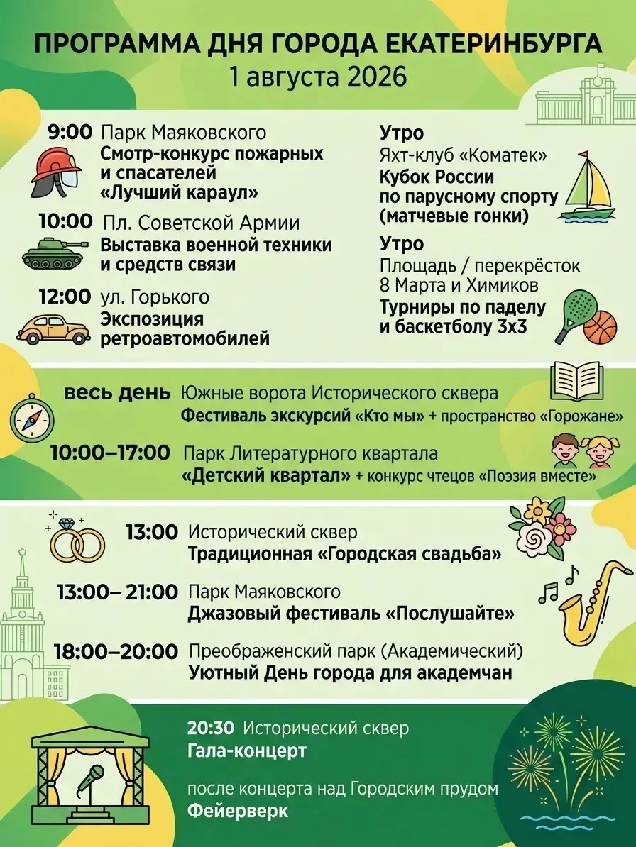 🎉 1 августа Екатеринбург отпразднует свое 303-летие 🎉

День города  обещает стать настоящим праздн