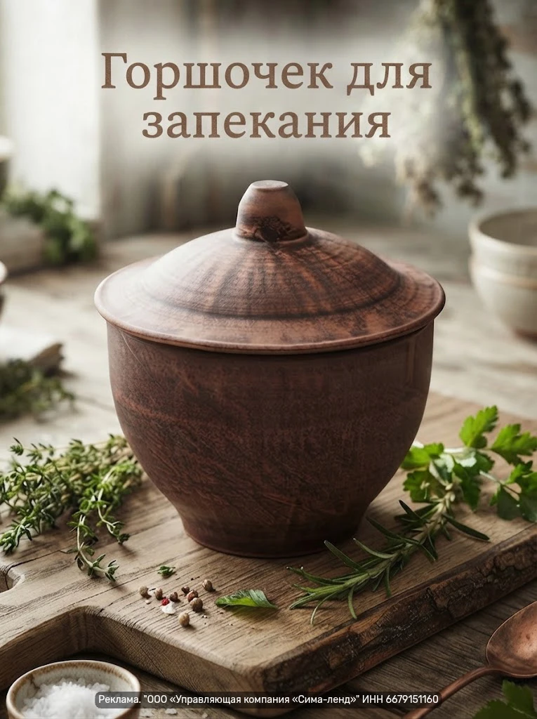Горшочек для запекания «Классика», 600 мл, красная глина — натуральная посуда для духов...