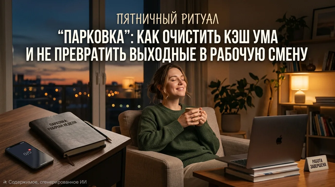 Психологическое завершение недели.
Пятничный ритуал «Парковка»: как очистить кэш ума и не превратить