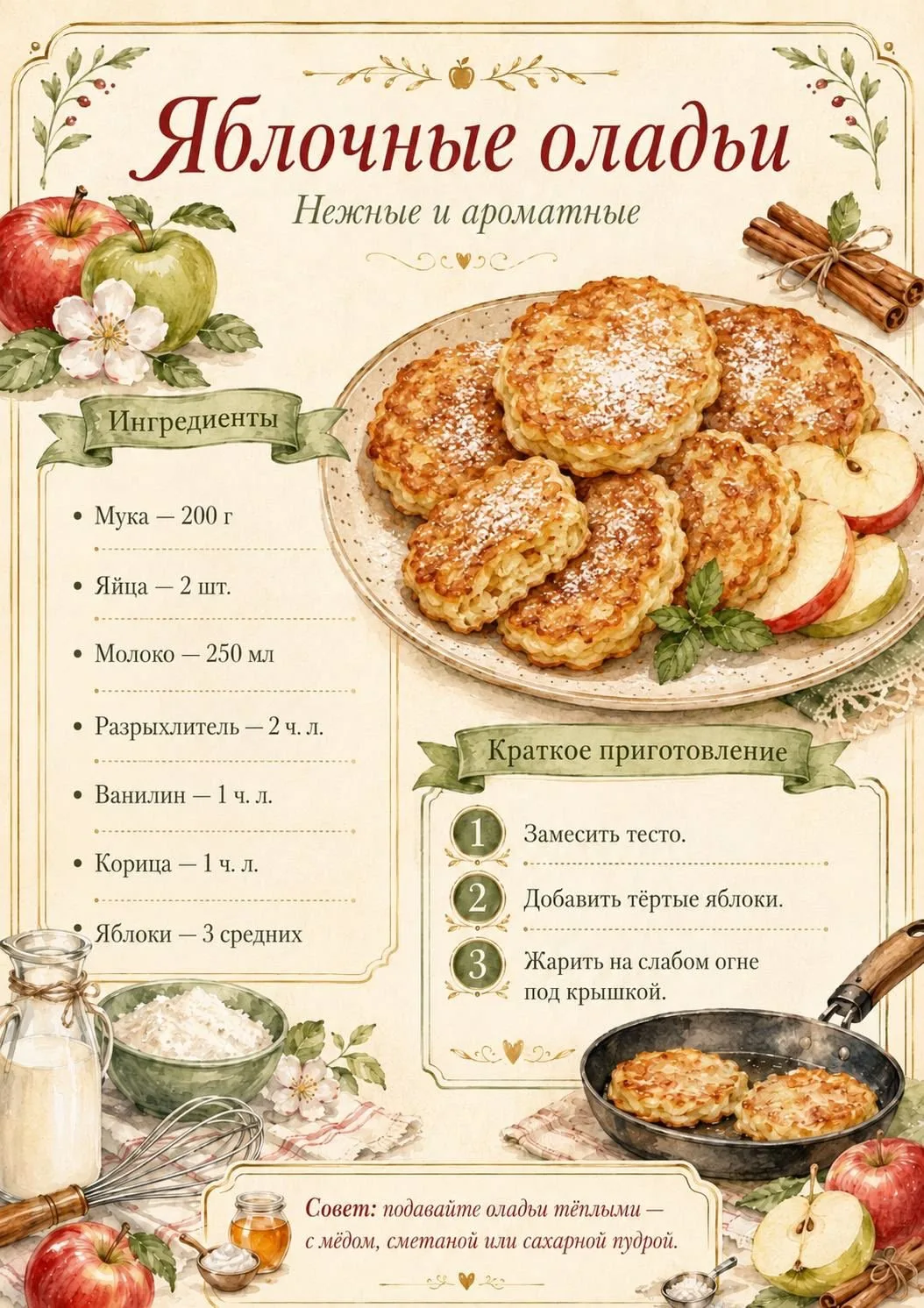 Яблочные оладьи