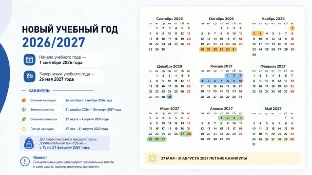 Опубликован календарный учебный график на 2026/2027 учебный год!