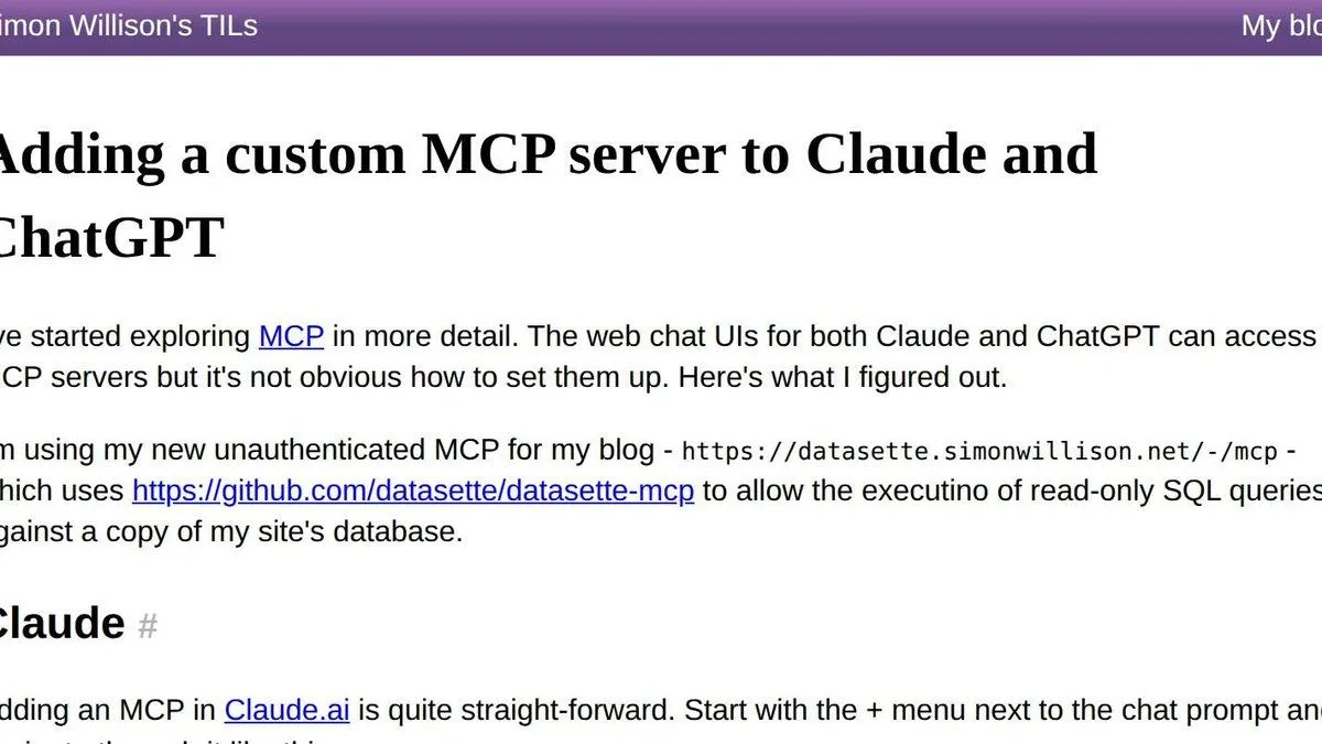 MCP в веб-чатах Claude и ChatGPT: свой сервер без очевидной кнопки
