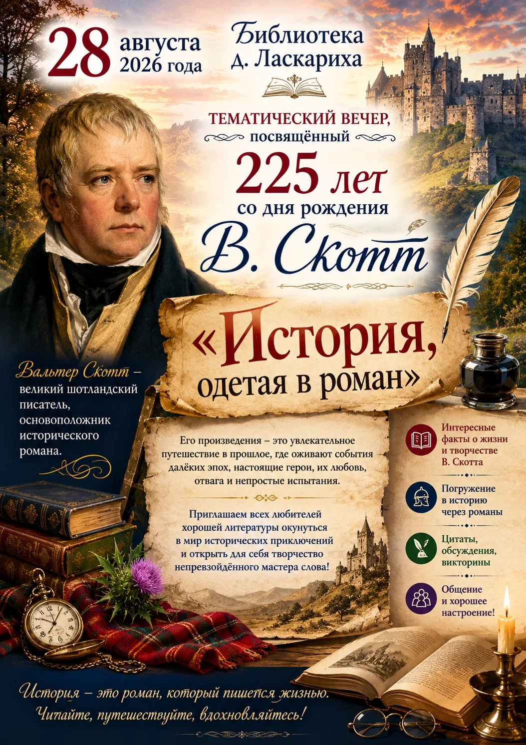 🏰 28 августа 2026 года в библиотеке д. Ласкариха состоится тематический вечер, посвящё...