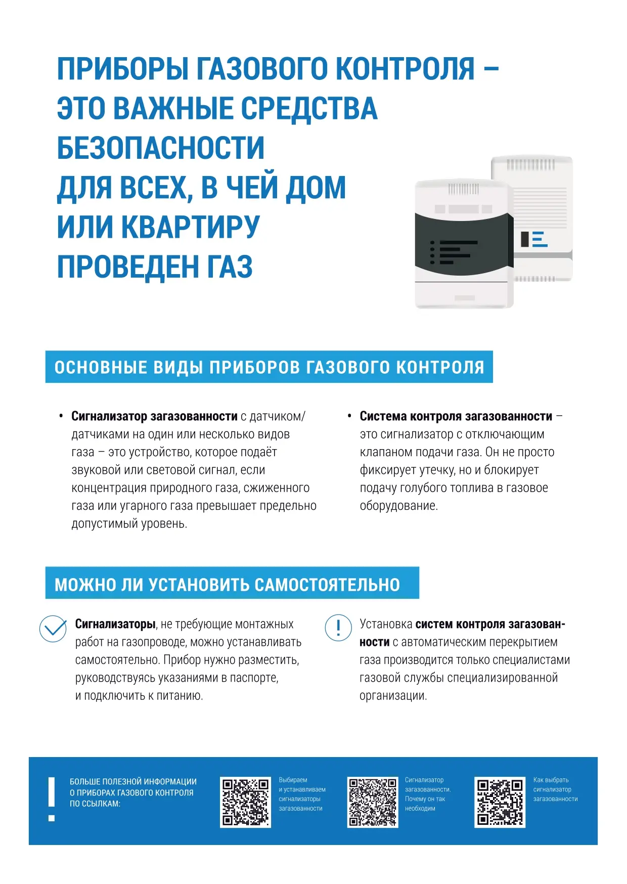 Одна из эффективных мер обнаружения утечки газа – это установка сигнализаторов загазованности в квар
