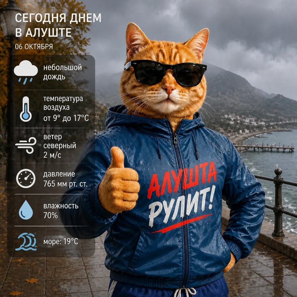 🌦️ Погода в Алуште сегодня, 06 октября