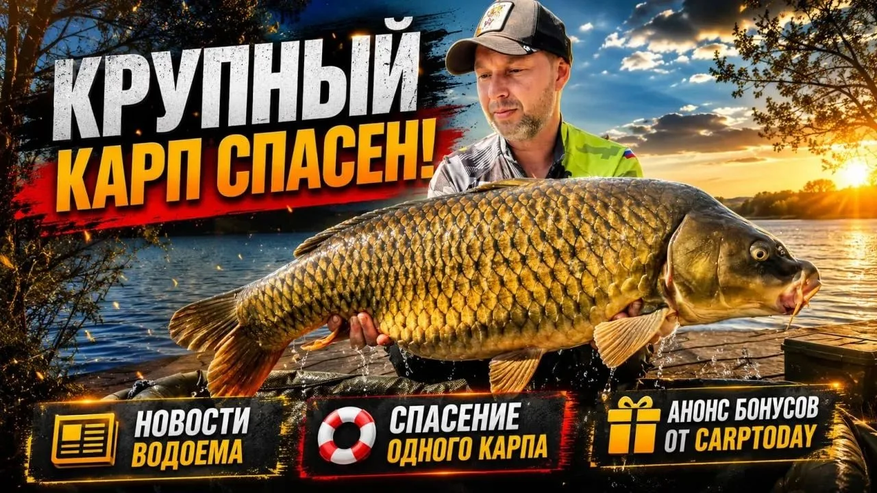 🔥 Новый фильм от Карптудей! Поймали карпа с двумя крючками и провели операцию! Карпфишинг на водоем