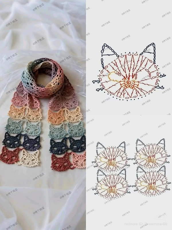 Шали с котиками #шаль  #вязание  #кот  #котик