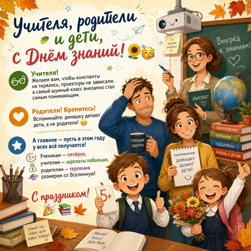 Учителя, родители и дети, с Днём знаний! 🌻🥳