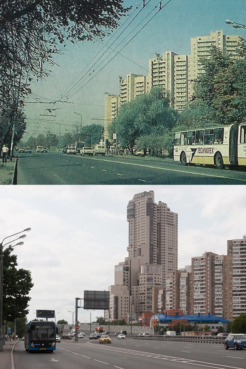 📍Проспект Маршала Жукова.    1995/2025 год.  💡Справа на фотографии 1995-го года виден жилой 24-этажн