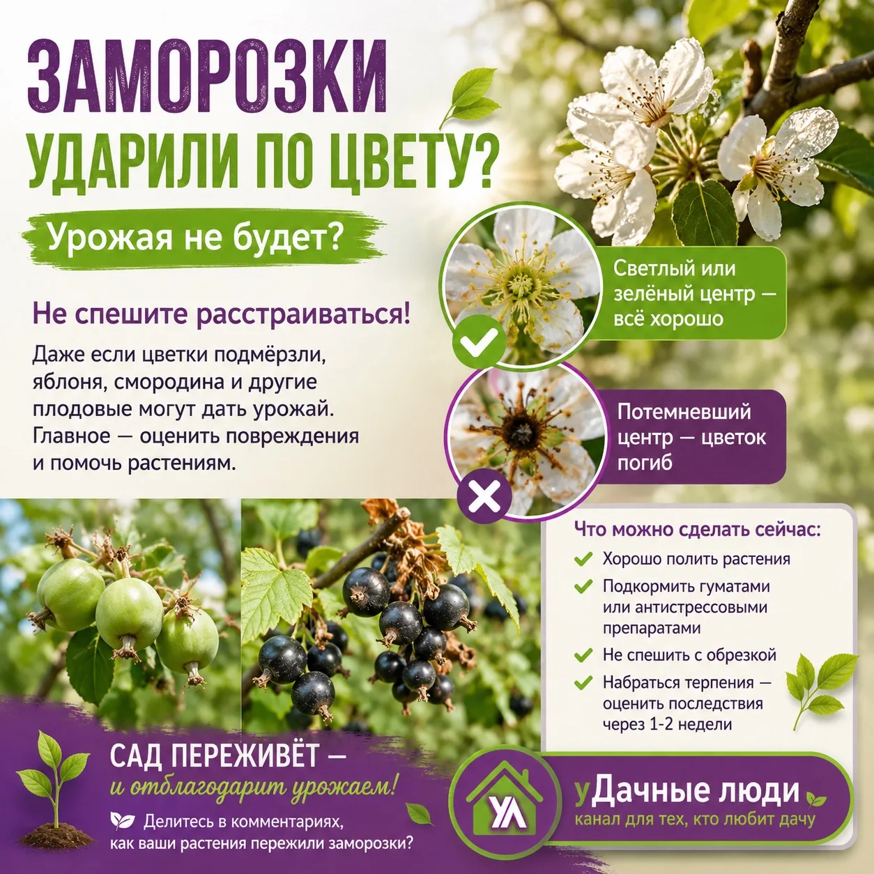 🌸 Заморозки ударили по цветущим яблоням и смородине. Урожая уже не будет?