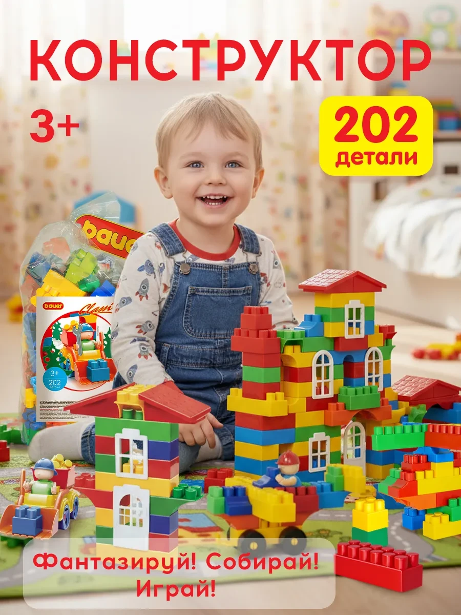 ⚡️ Конструктор для мальчика девочки 202 эл, Bauer.