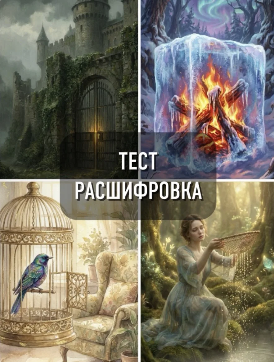 Расшифровка теста с картинками

СТАРЫЙ ЗАМОК С ЗАКРЫТЫМИ ВОРОТАМИ

Значение: «Не для меня»

Ваш скры