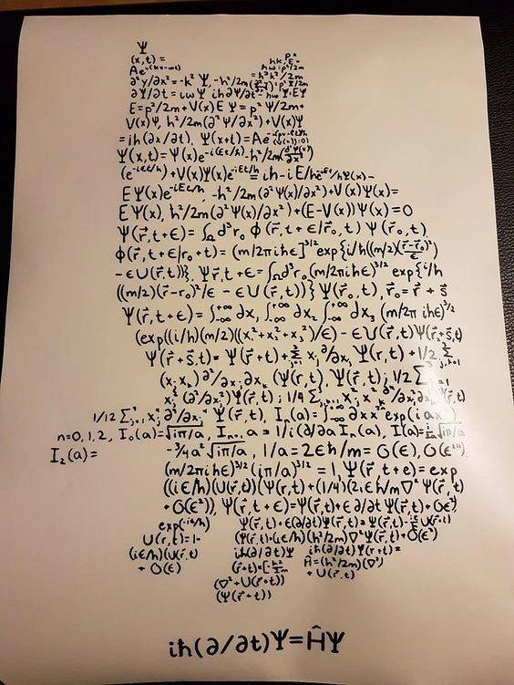 Кот Шрёдингера, созданный с помощью уравнения Шрёдингера ✍️