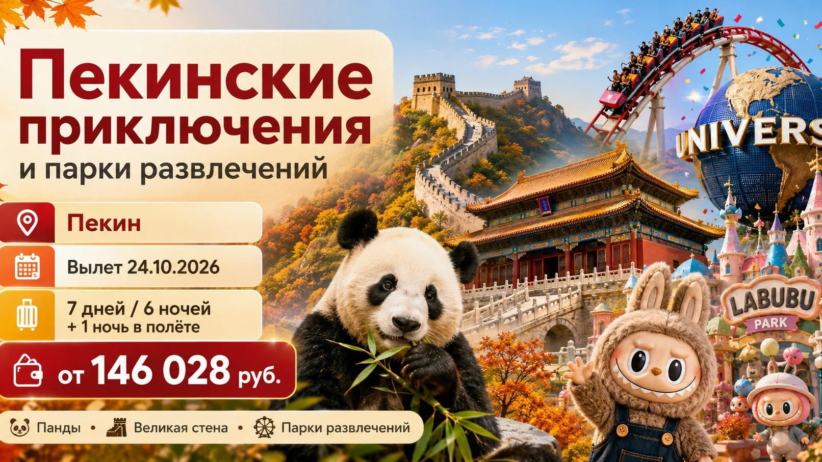 🎢 Пекинские приключения и парки развлечений — на осенние каникулы