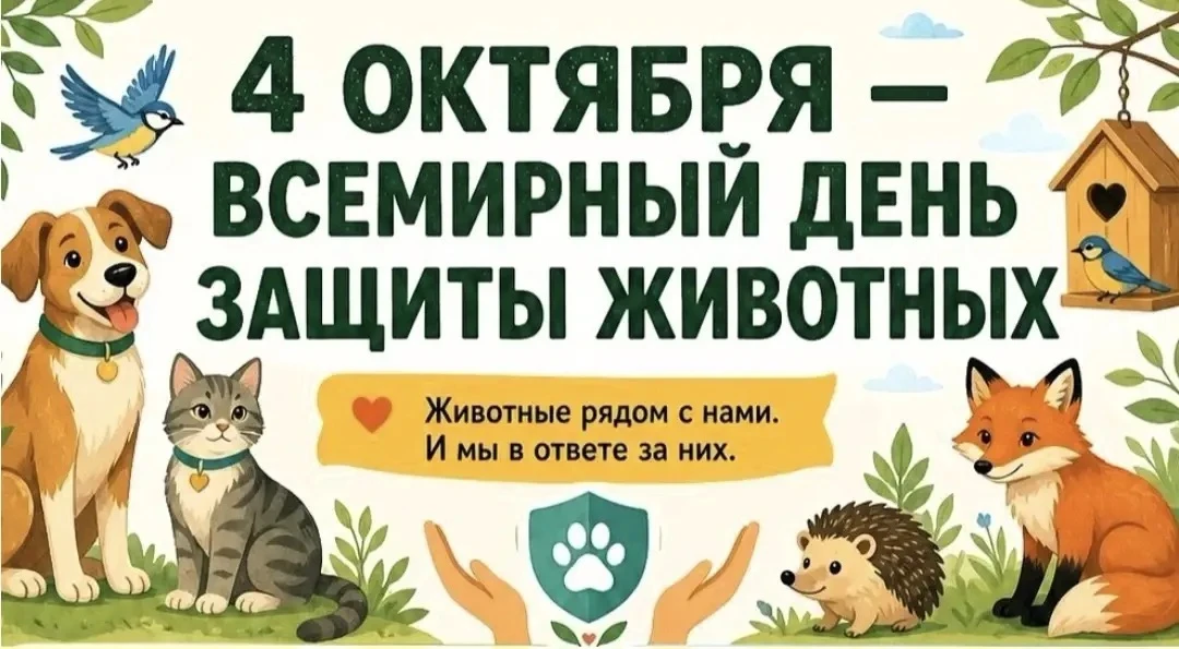 🐾4 октября — Всемирный день защиты животных.🐈‍⬛🦮Давайте поможем вместе!🫶