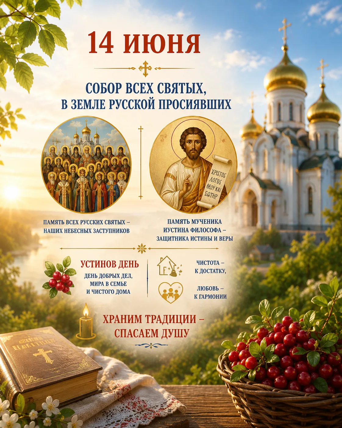 14 июня Православная Церковь отмечает Собор всех святых, в земле Русской просиявших

В этот день мы 