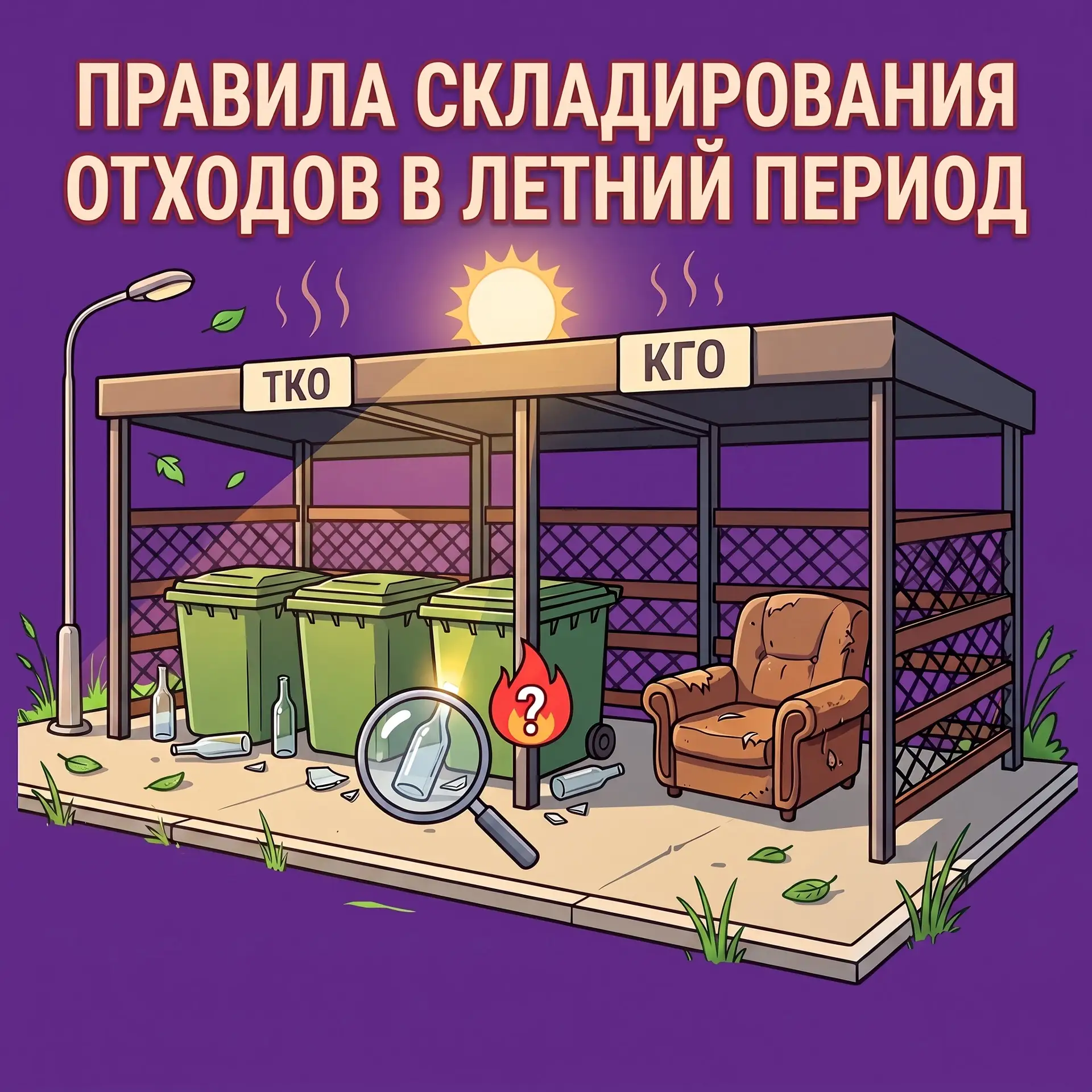 ⚡ Лето в разгаре, и сейчас особенно важно правильно складировать отходы на контейнерных...