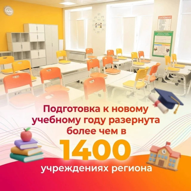 Подготовка к новому учебному году развернута более чем в 1400 учреждениях региона
Работа охватила ор