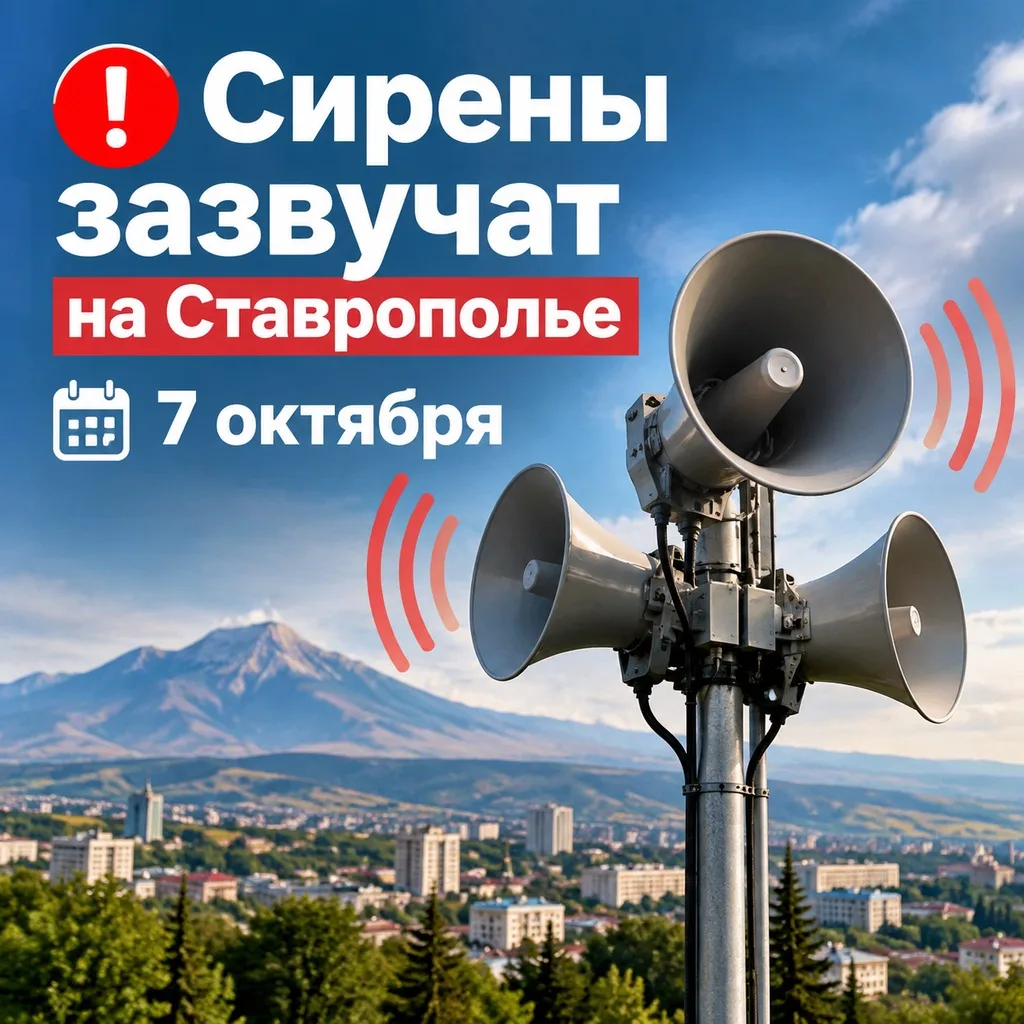 ❗️Сирены зазвучат на Ставрополье 7 октября