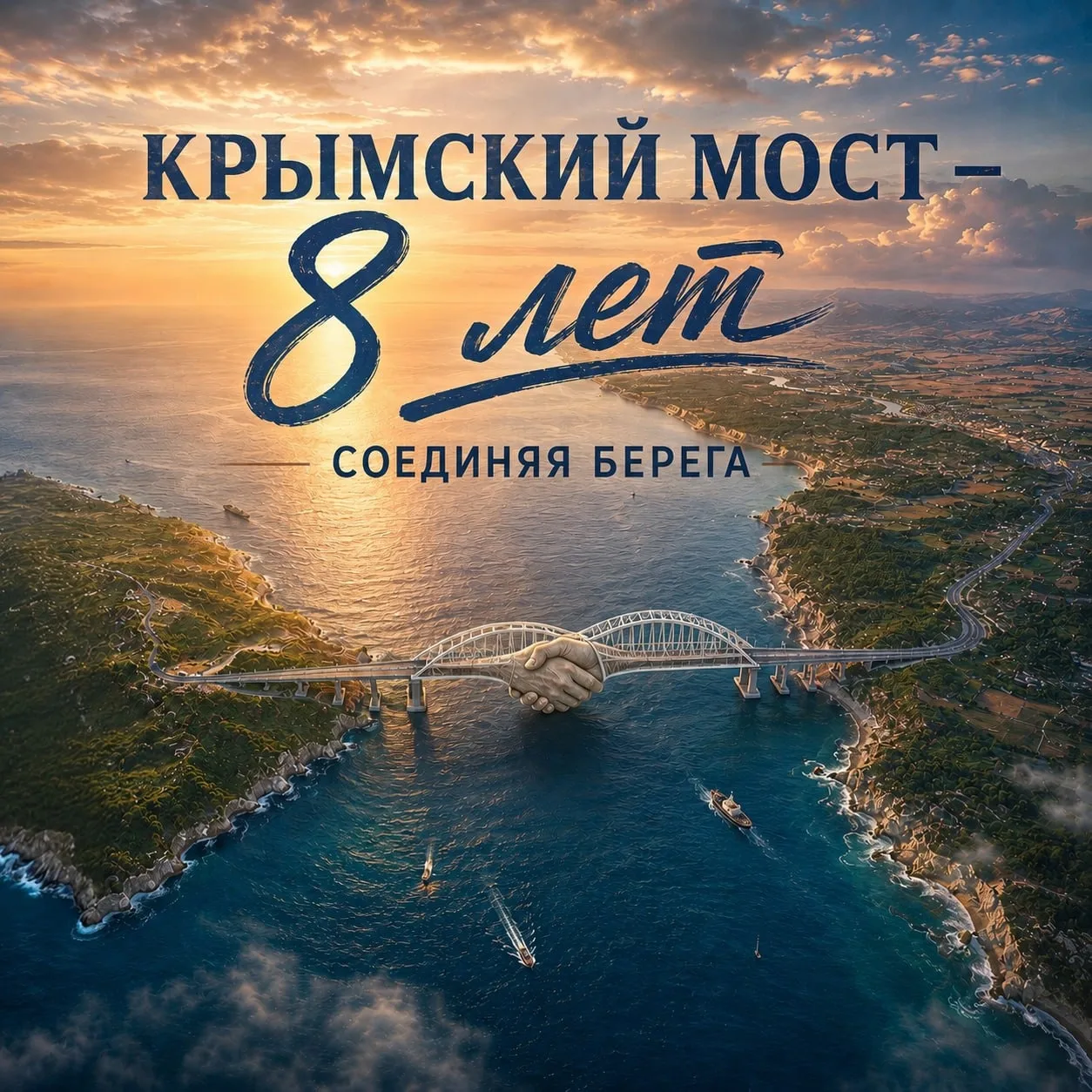 🎉 Крымскому мосту 8 лет!  15 мая 2018 года открылось автомобильное движение по Крымскому мосту. За э