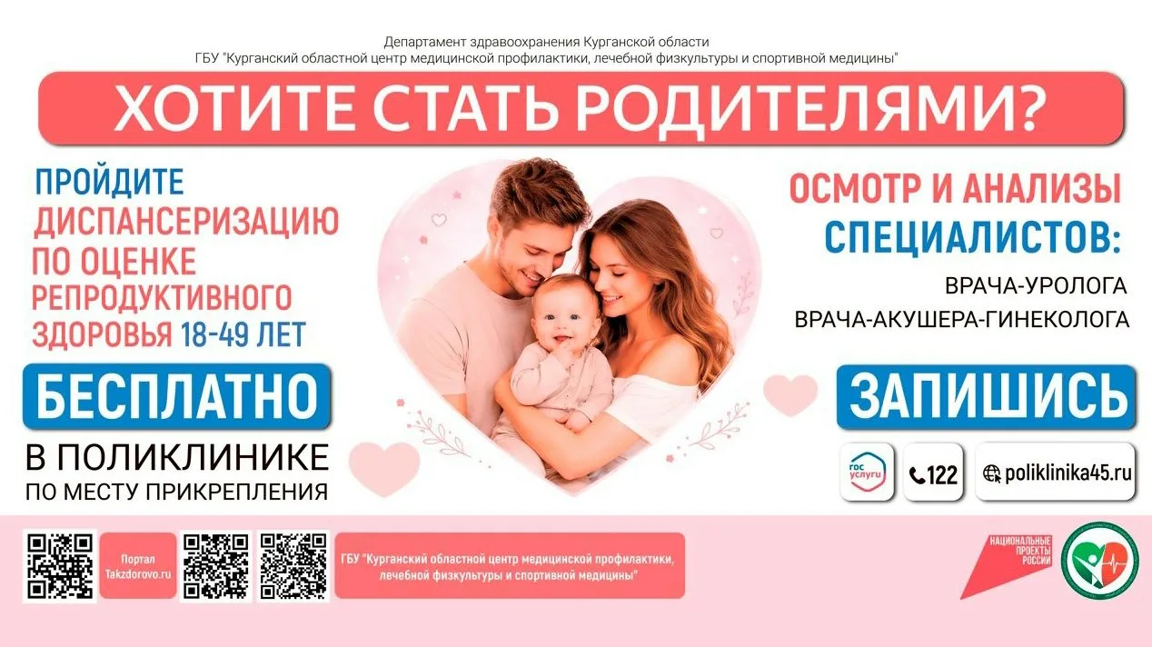 Мужчин и женщин в возрасте 18-49 лет приглашают пройти диспансеризацию по оценке репродуктивного здо