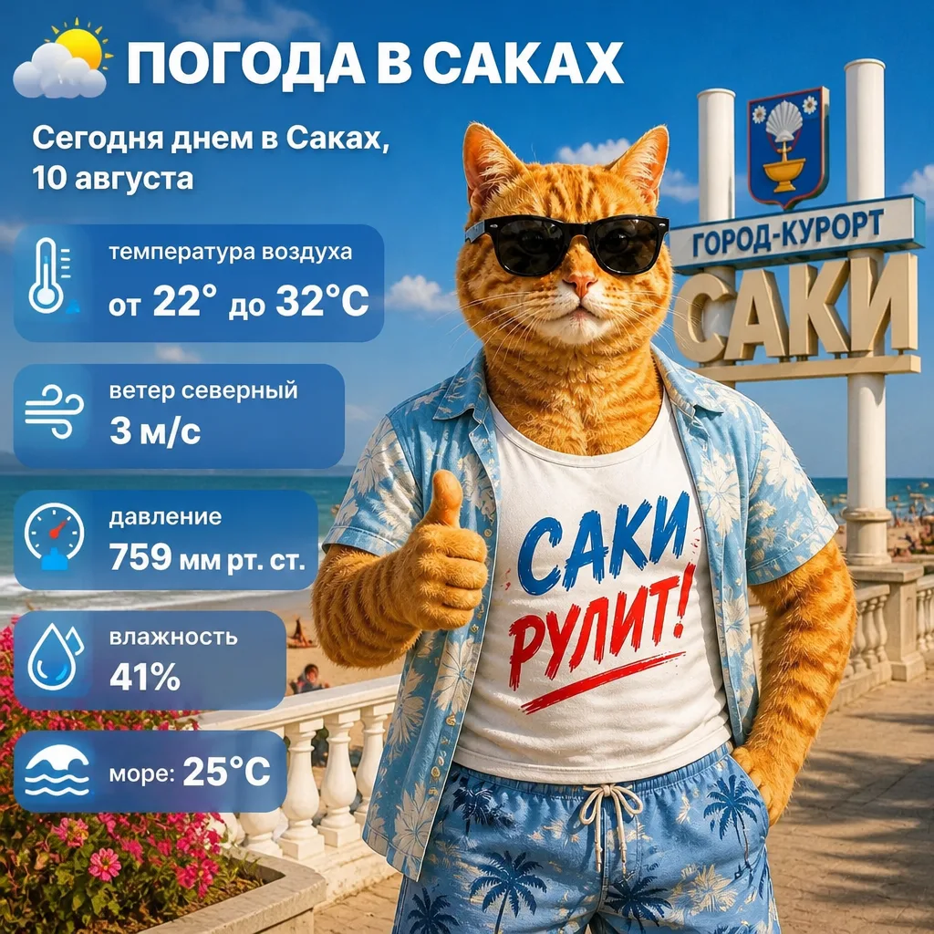 🌞 Погода в Саках на 10 августа