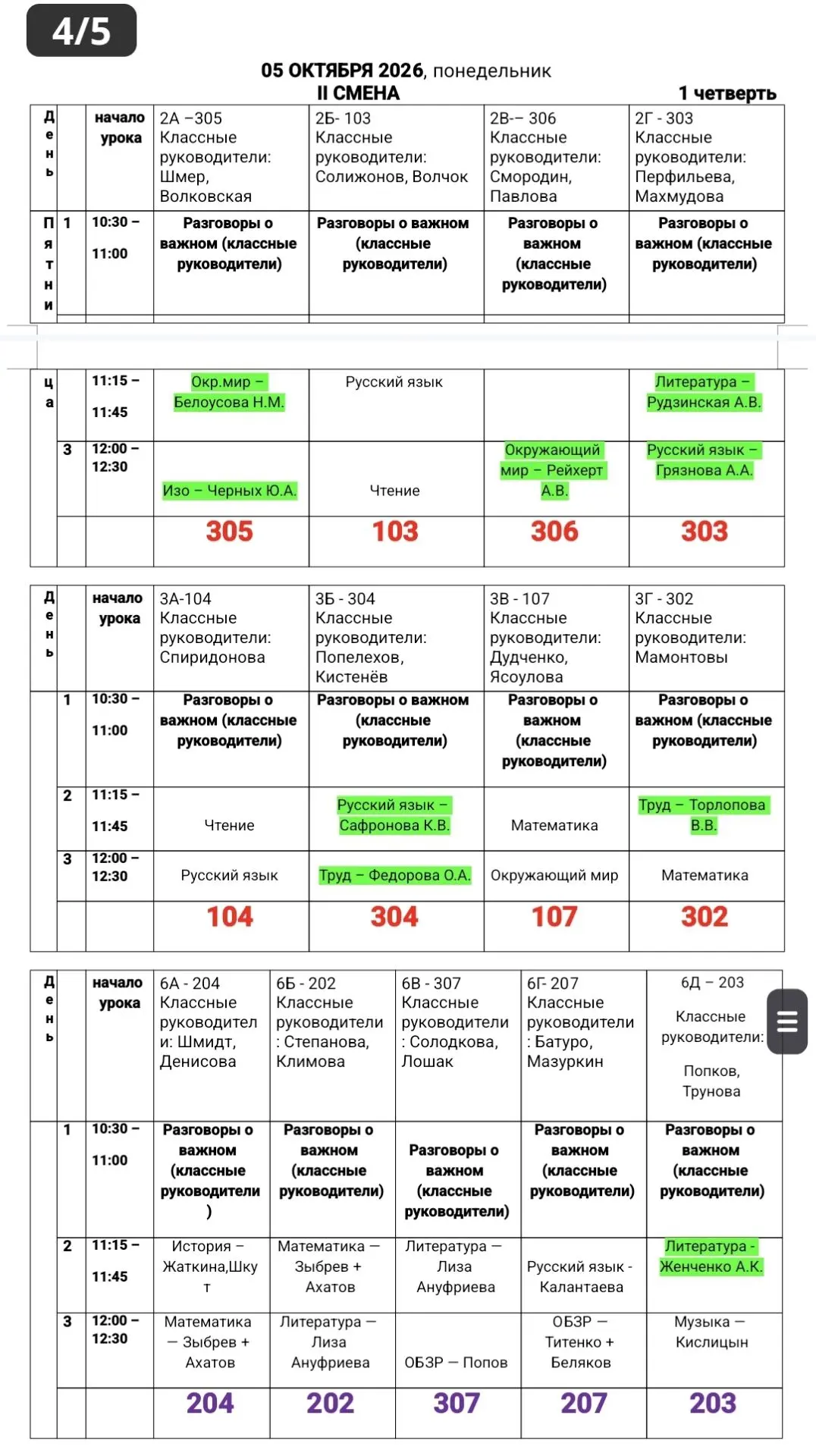 2,3,6 классы