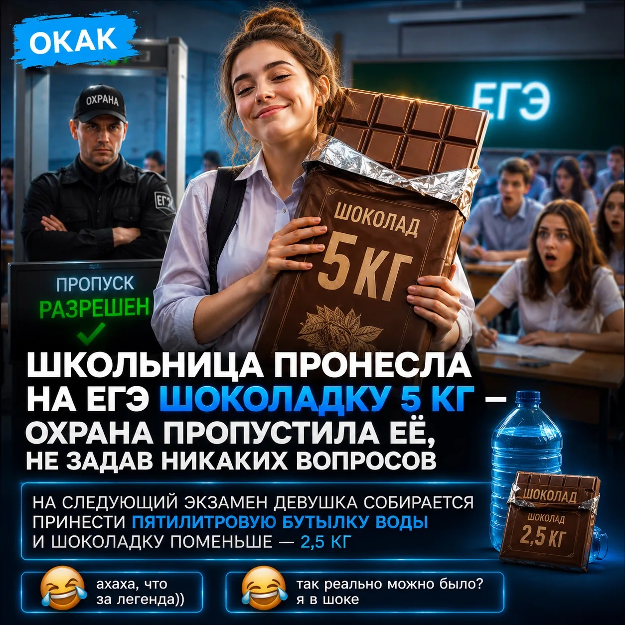 😱 Школьница пронесла на ЕГЭ огромную ШОКОЛАДКУ весом 5 кг — охрана пропустила её без е...