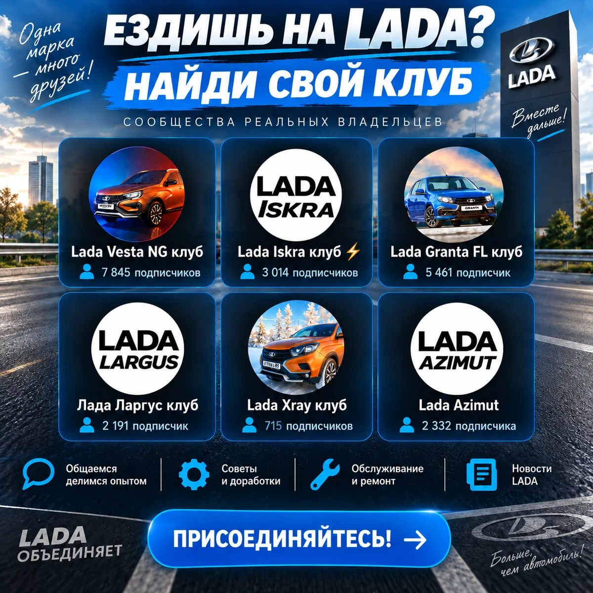 У вас LADA? Найдите свой клуб