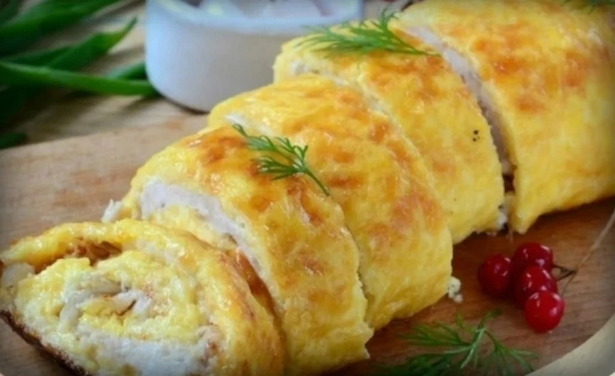 Сырный рулет с курицей