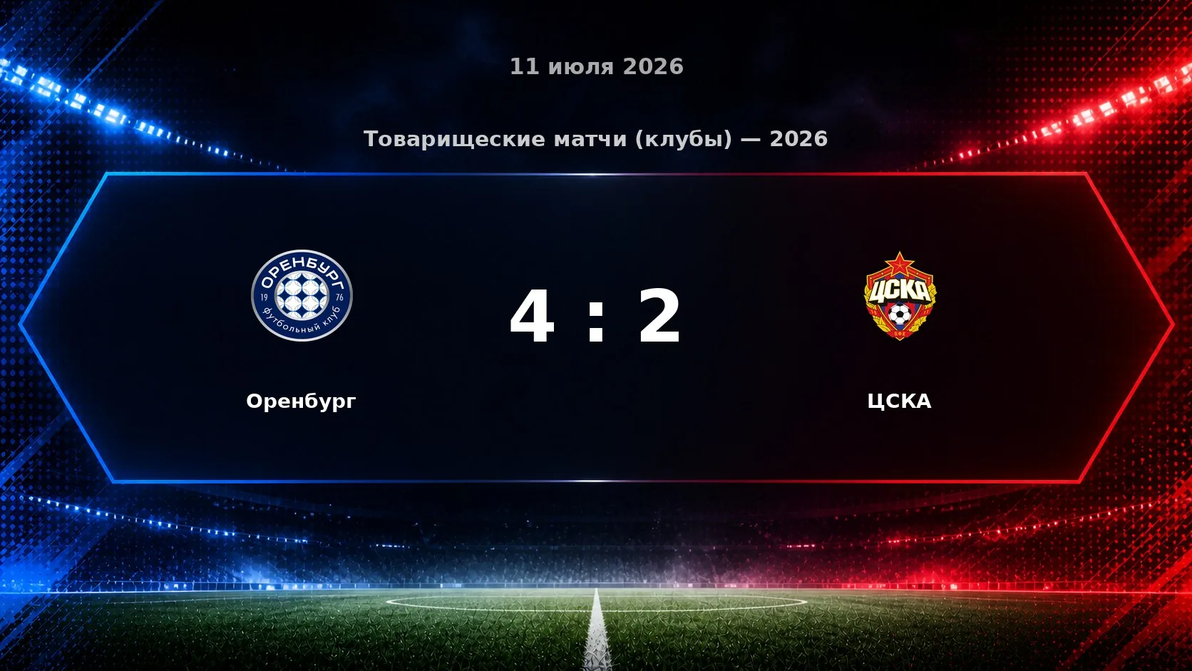 Оренбург победил ЦСКА со счётом 4:2 (д.в.).