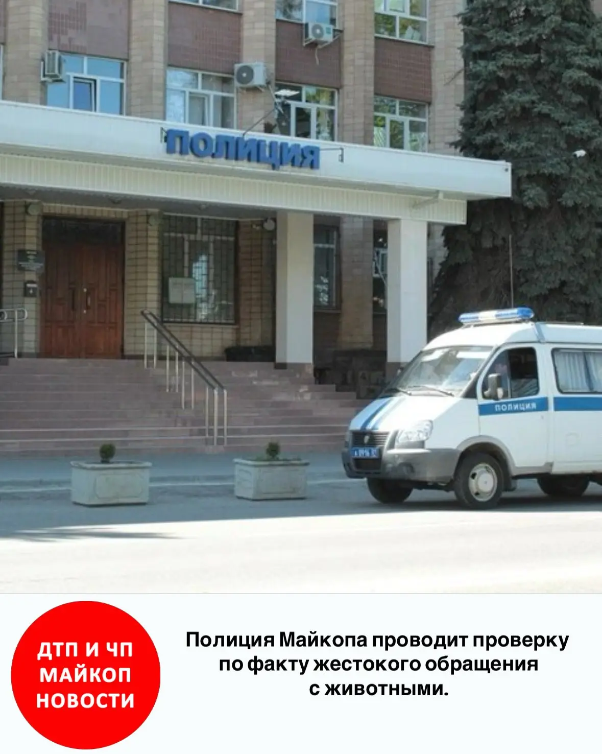 ❗Полиция Майкопа проводит проверку по факту жестокого обращения с животными.