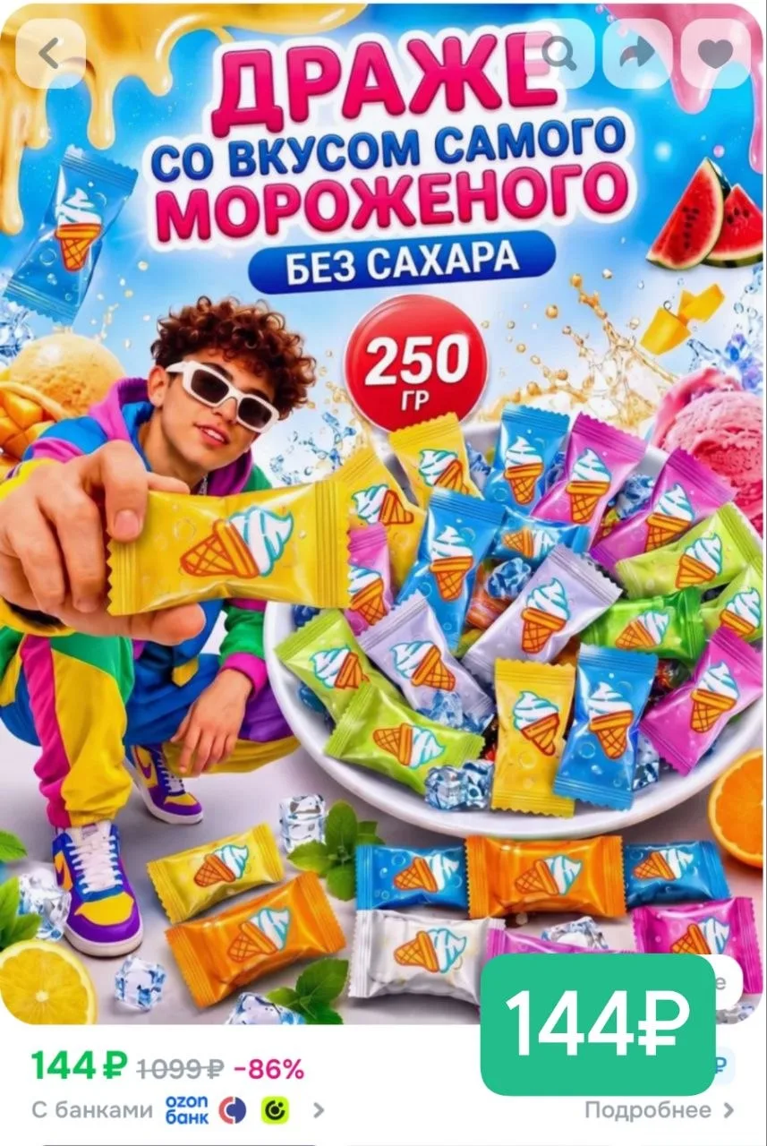 🤩Драже со вкусом мороженого 144₽
