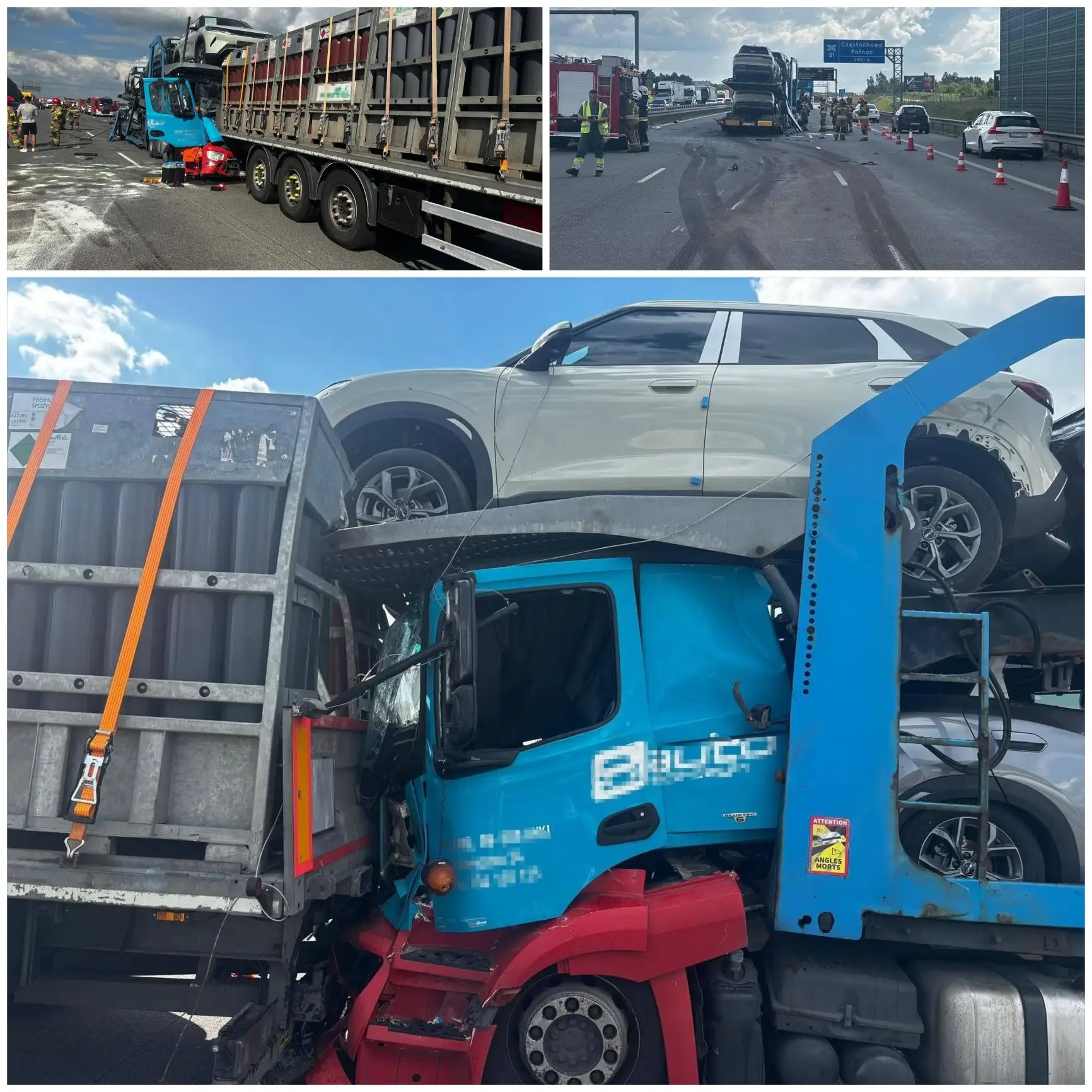 Польша. Автовоз не заметил затор на дороге #trucks112