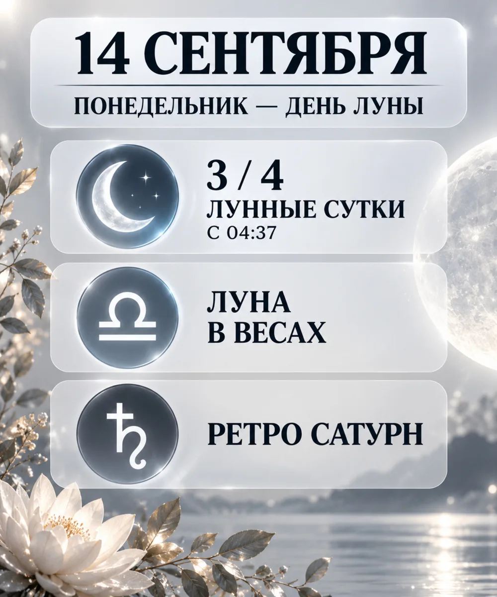 🌙 14 сентября, понедельник — день Луны