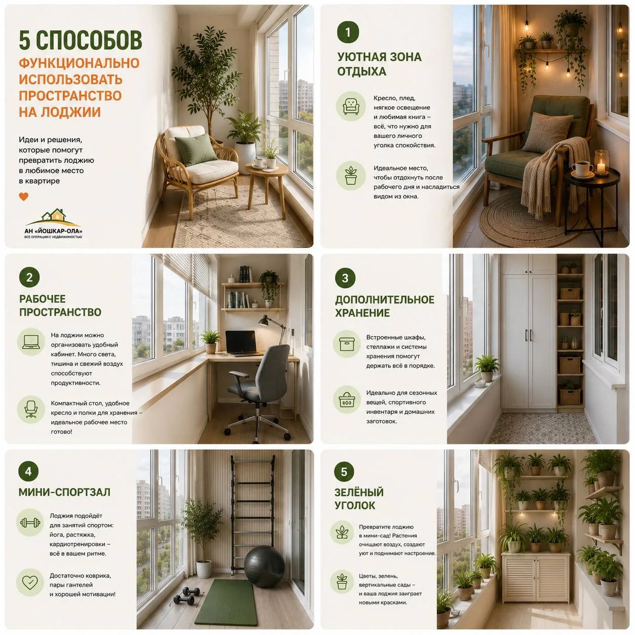 🏡 5 способов функционально использовать пространство на лоджии