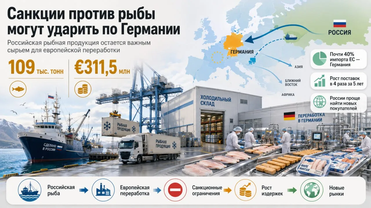 Санкции ЕС против поставок российской рыбы могут сильнее ударить по Германии, чем по России. По данн
