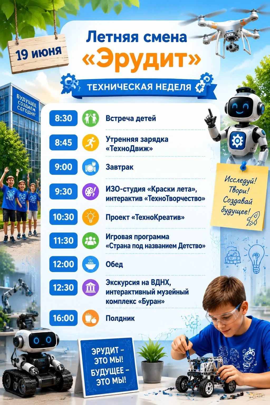 🤖Прошёл ещё один насыщенный техно‑день в лагере «Эрудит»! Ребята побывали на увлекательной экскурси