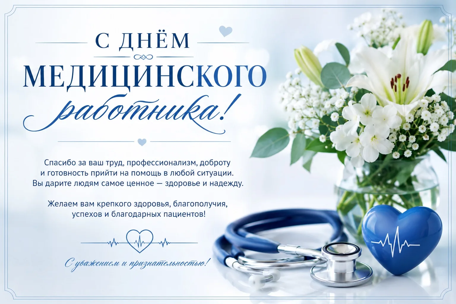 Уважаемые медицинские работники!

Санаторий «Чемал» поздравляет с профессиональным праздником — Днём