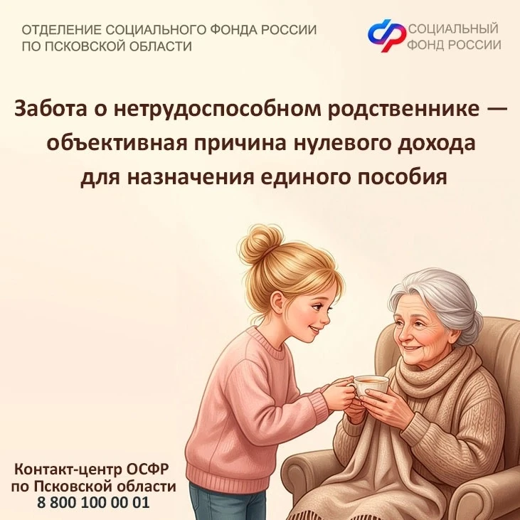 💟Забота о нетрудоспособном родственнике — объективная причина нулевого дохода для назначения единог