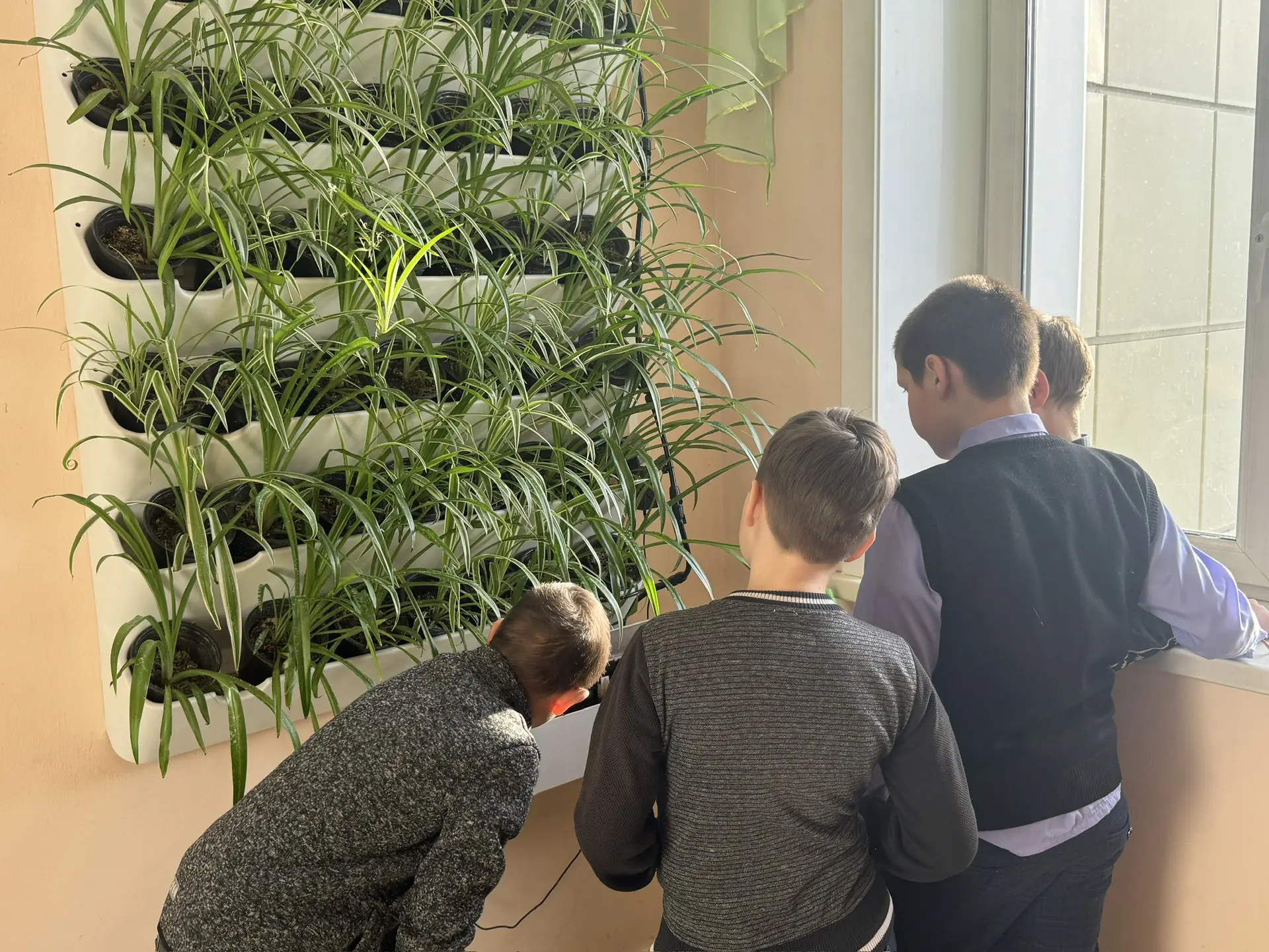 🌿 Экоактивисты помогают ухаживать за цветами в школе 🌿 Они регулярно поливают растения, рыхлят землю