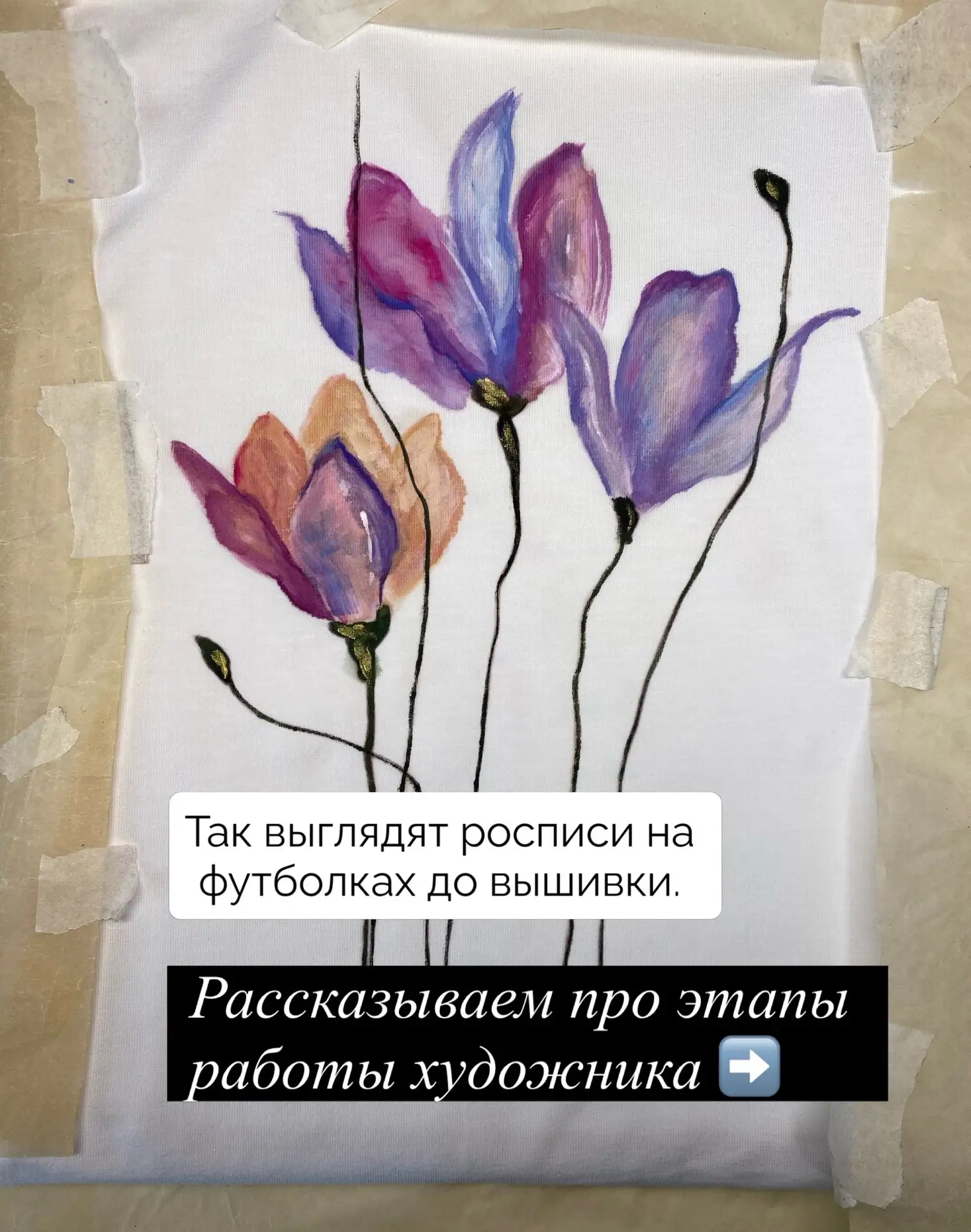 Рассказываем про этапы художественной росписи на футболках Cocossimo.com
