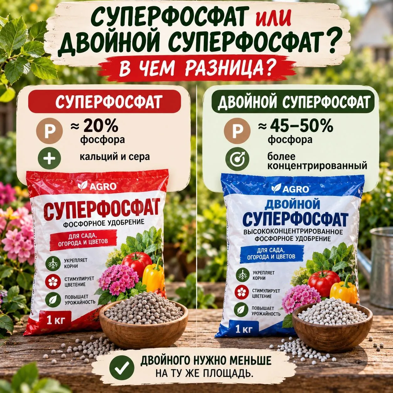 Часто спрашиваете, в чём разница между суперфосфатом и двойным суперфосфатом и какой вы...