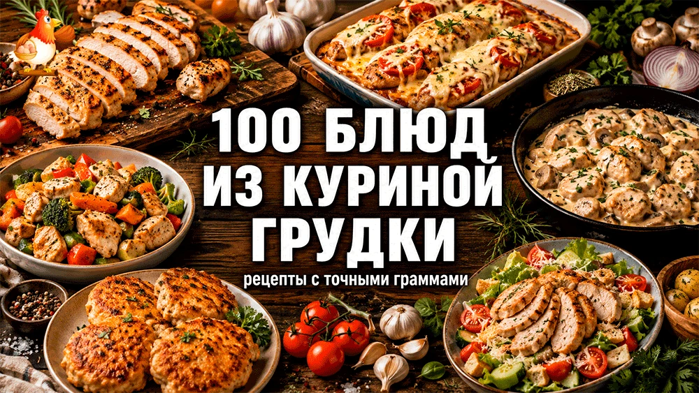 100 блюд из куриной грудки – простые и вкусные рецепты с точными граммами. Куриная груд...
