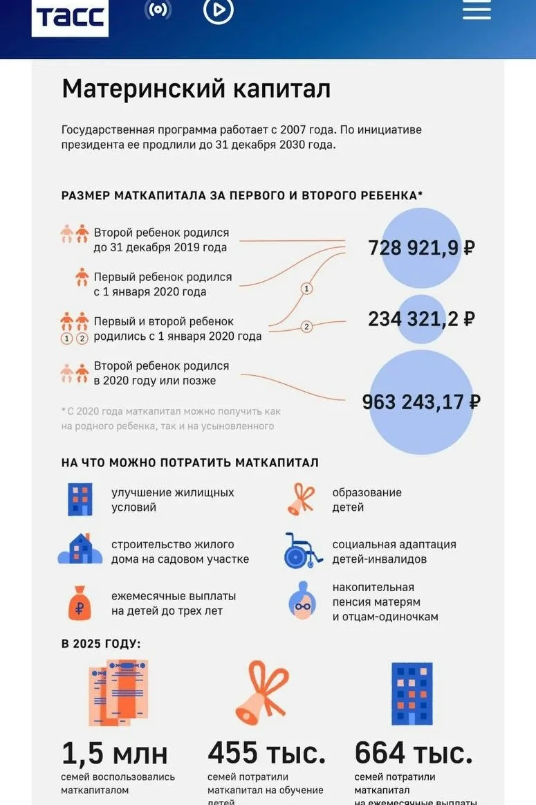 Материнский капитал на детей увеличат в 2027 году